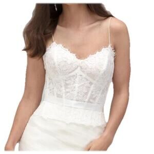 WToo Lavinia Lace Spaghetti Strap Corset Top Sz 12 Fairy Whimsigoth Coquette